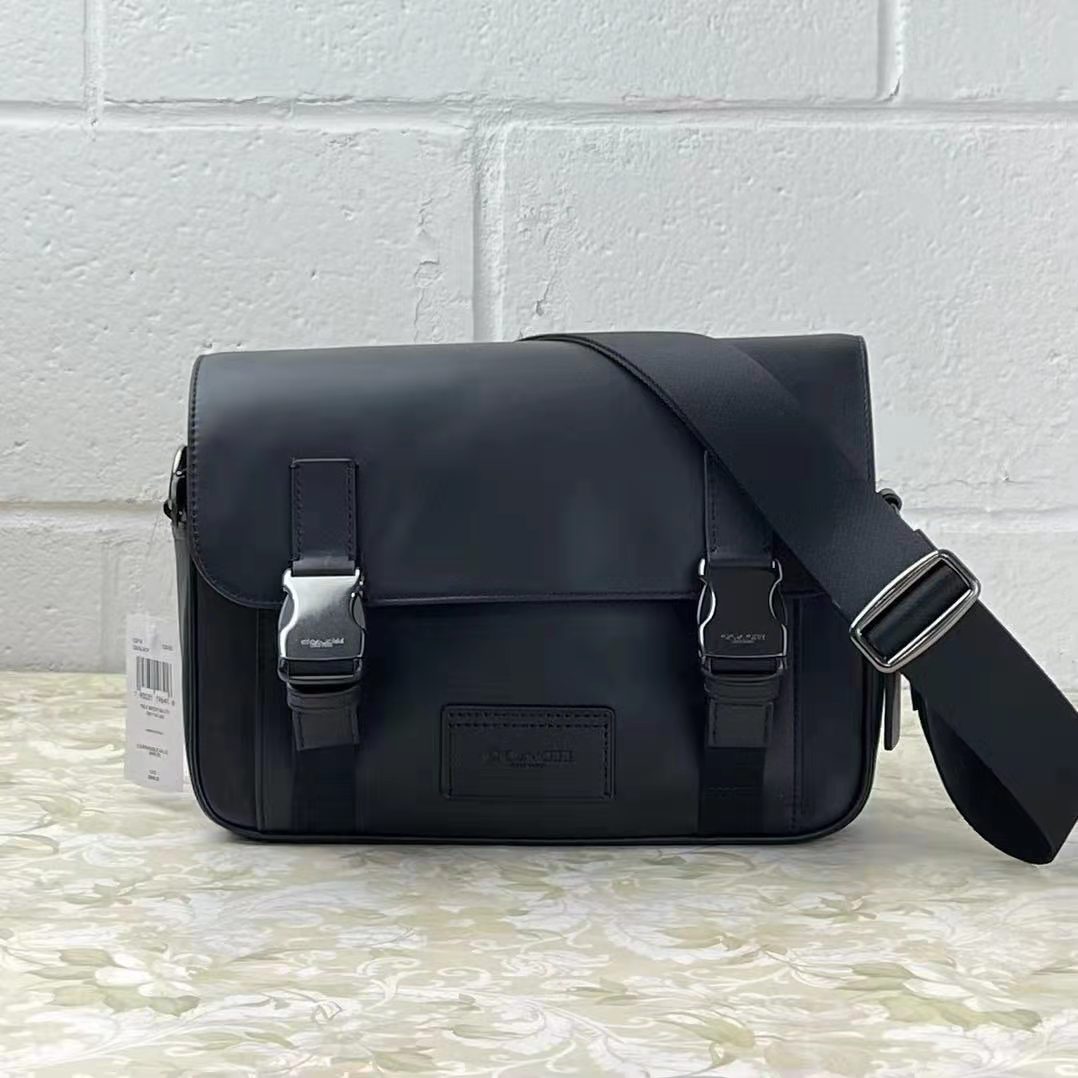 Coach C2715 Track Leather Crossbody men In Black Coach C2715 Track Leather Crossbody men In Black